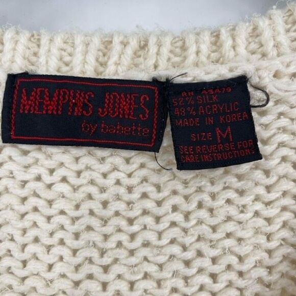 Vintage Memphis Jones by Babette Silk Blend Sleeveless Cream Knit Top Vest mediu - Picture 3 of 8